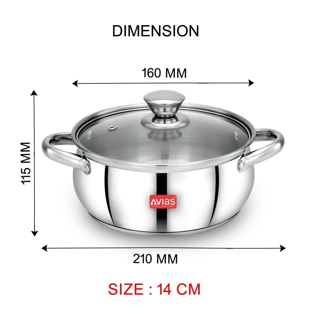AVIAS Inox IB Stainless Steel Cookpot Set With Glass Lid | Gas & Induction Compatible | Silver-5