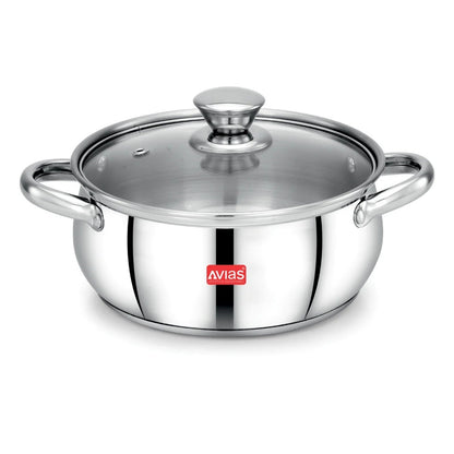 AVIAS Inox IB Stainless Steel Cookpot With Glass Lid | Gas & Induction Compatible | Silver-3