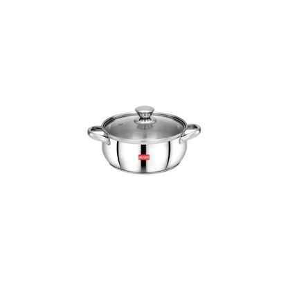 AVIAS Inox IB Stainless Steel Cookpot With Glass Lid | Gas & Induction Compatible | Silver | 1 Pc