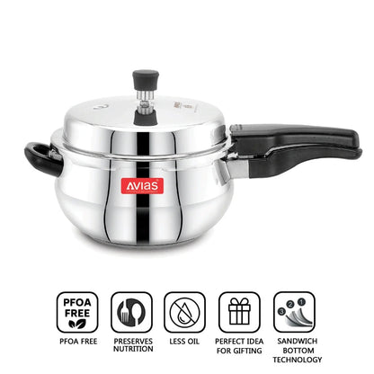 AVIAS Avanti Handi High-Quality Stainless Steel Pressure Cooker With Outer Lid | Bakelite Handle | Gas & Induction Compatible | Silver-4
