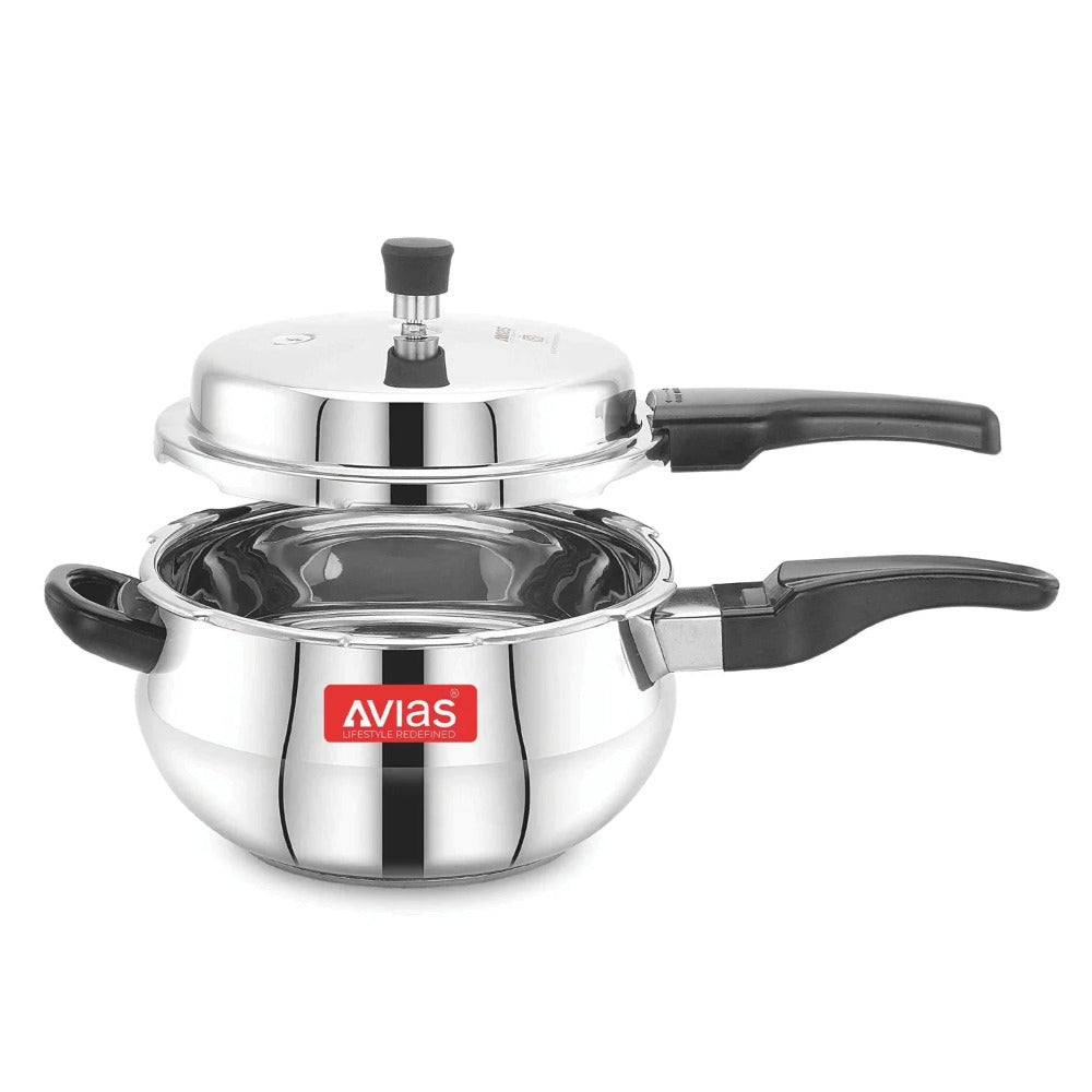 AVIAS Avanti Handi High-Quality Stainless Steel Pressure Cooker With Outer Lid | Bakelite Handle | Gas & Induction Compatible | Silver-3