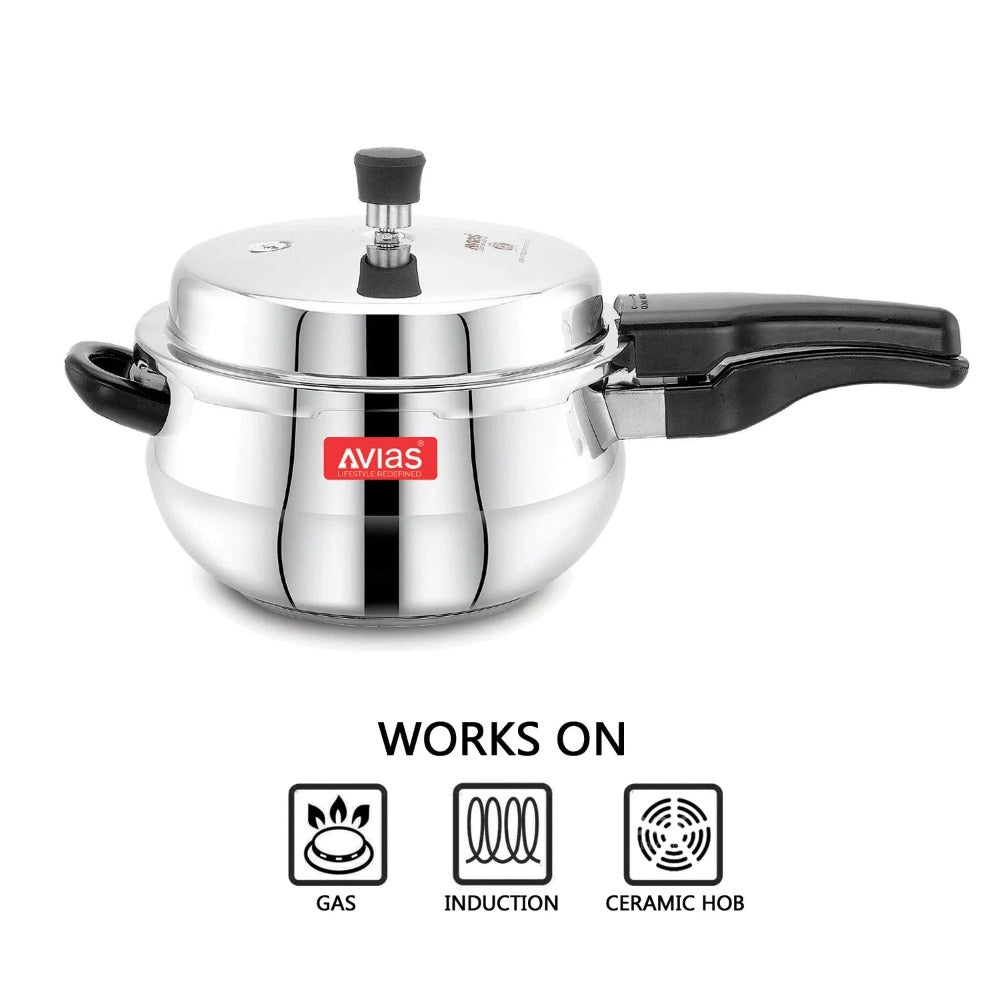 AVIAS Avanti Handi High-Quality Stainless Steel Pressure Cooker With Outer Lid | Bakelite Handle | Gas & Induction Compatible | Silver-5