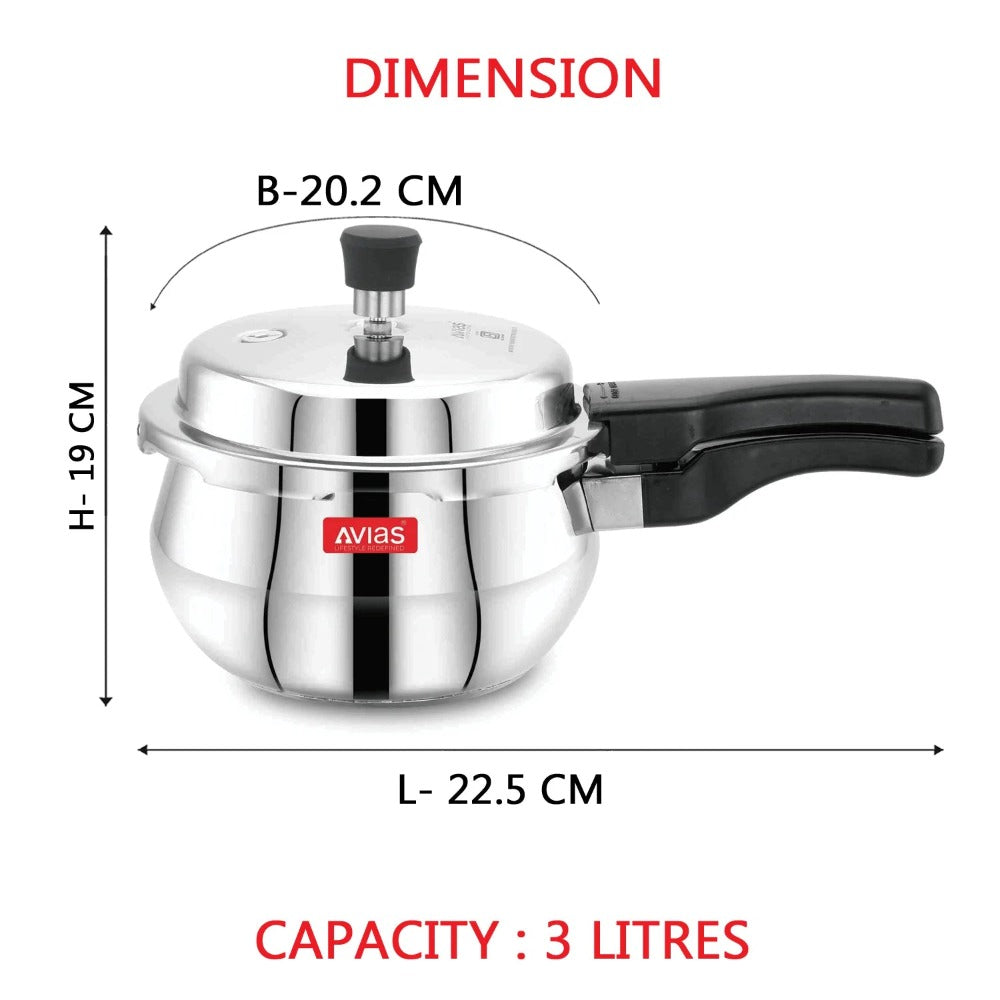 AVIAS Avanti Handi High-Quality Stainless Steel Pressure Cooker With Outer Lid | Bakelite Handle | Gas & Induction Compatible | Silver-8