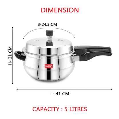AVIAS Avanti Handi High-Quality Stainless Steel Pressure Cooker With Outer Lid | Bakelite Handle | Gas & Induction Compatible | Silver-9