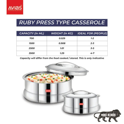 AVIAS Ruby Stainless Steel Casserole | Silver -4