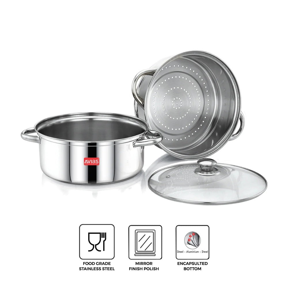 Avias Spectra Steamer | Induction And Gas Stove Base| Silver-3