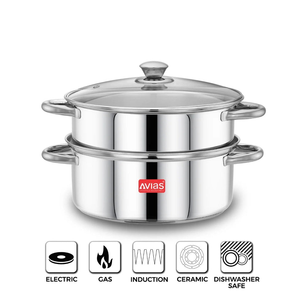Avias Spectra Steamer | Induction And Gas Stove Base| Silver-7