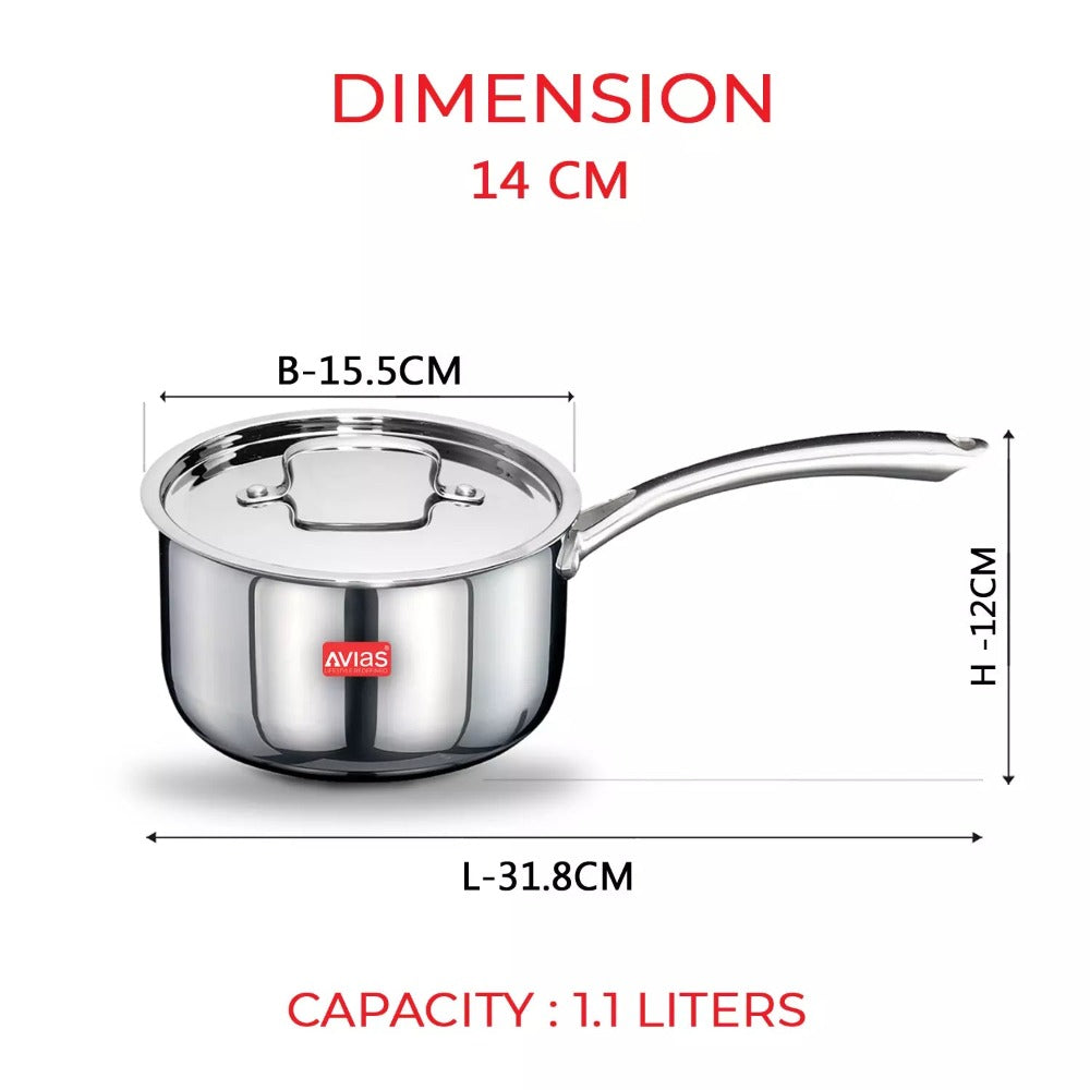 AVIAS Stainless steel Tri-Ply Riara (Kadai 22cm + Frypan 22cm + Saucepan 14cm) | Induction Compatible | Silver -9