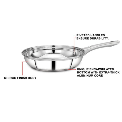 AVIAS Inox Stainless Steel (Frypan 22 cm + Kadai 22 cm) | Induction Compatible | Silver-4