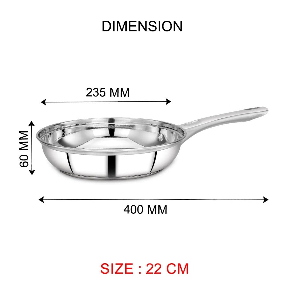 AVIAS Inox Stainless Steel (Frypan 22 cm + Kadai 22 cm) | Induction Compatible | Silver-5