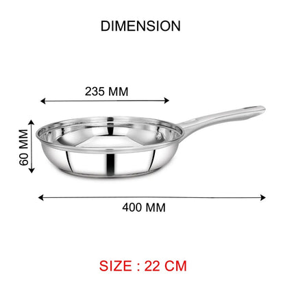 AVIAS Inox Stainless Steel (Frypan 22 cm + Kadai 22 cm) | Induction Compatible | Silver-5