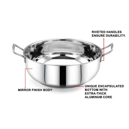 AVIAS Platinox (Casserole 1000 ML + Casserole 1500 ML + Kadhai 22 cm) | Silver-5