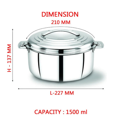 AVIAS Platinox Stainless Steel Set (Belly 18cm + Kadhai 22cm + Frypan 22cm + Casserole 1000ML + 1500ML) | Induction Compatible | Silver-12