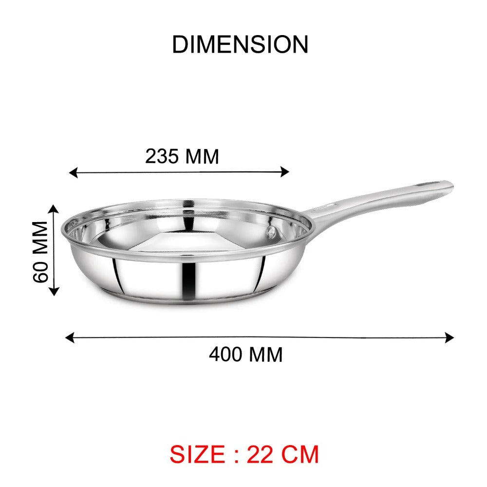 AVIAS Platinox Stainless Steel Set (Belly 18cm + Kadhai 22cm + Frypan 22cm + Casserole 1000ML + 1500ML) | Induction Compatible | Silver-9