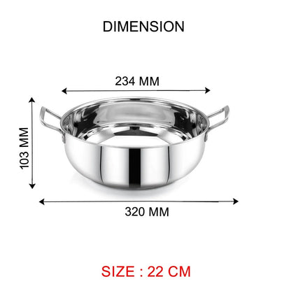 AVIAS Platinox Stainless Steel Set (Belly 18cm + Kadhai 22cm + Frypan 22cm + Casserole 1000ML + 1500ML) | Induction Compatible | Silver-10