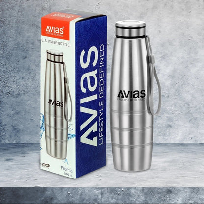 AVIAS Premia Stainless Steel 1000ml Water Bottles | Silver-2