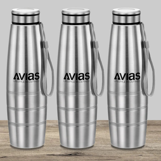 AVIAS Premia Stainless Steel 1000ml Water Bottles | Silver-1