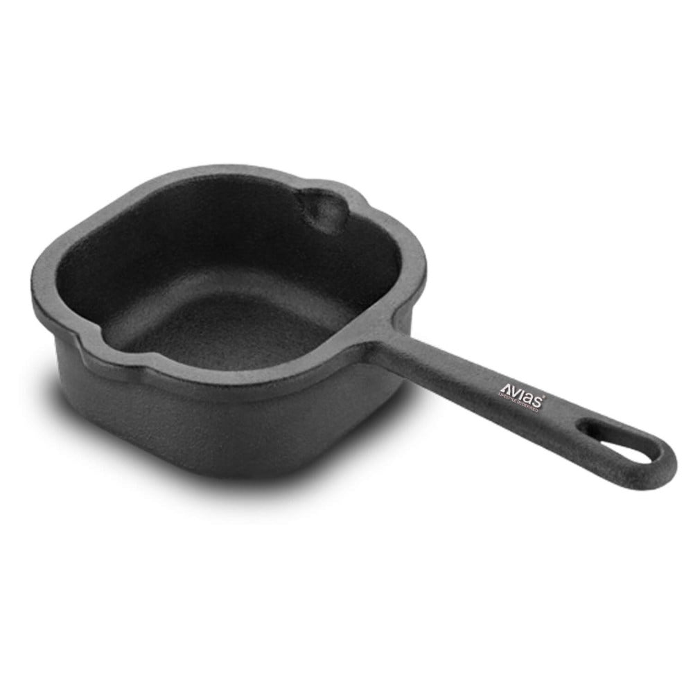 AVIAS Cast Iron 12 cm Tadka Pan | Gas & Induction Compatible | Black-2