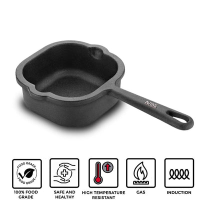 AVIAS Cast Iron 12 cm Tadka Pan | Gas & Induction Compatible | Black-5