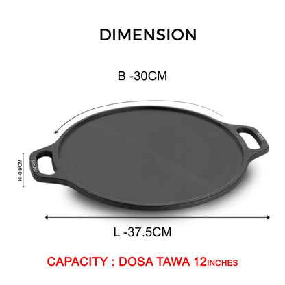 AVIAS Cast Iron Dosa Tawa Pan | Gas & Induction Compatible | Black-5