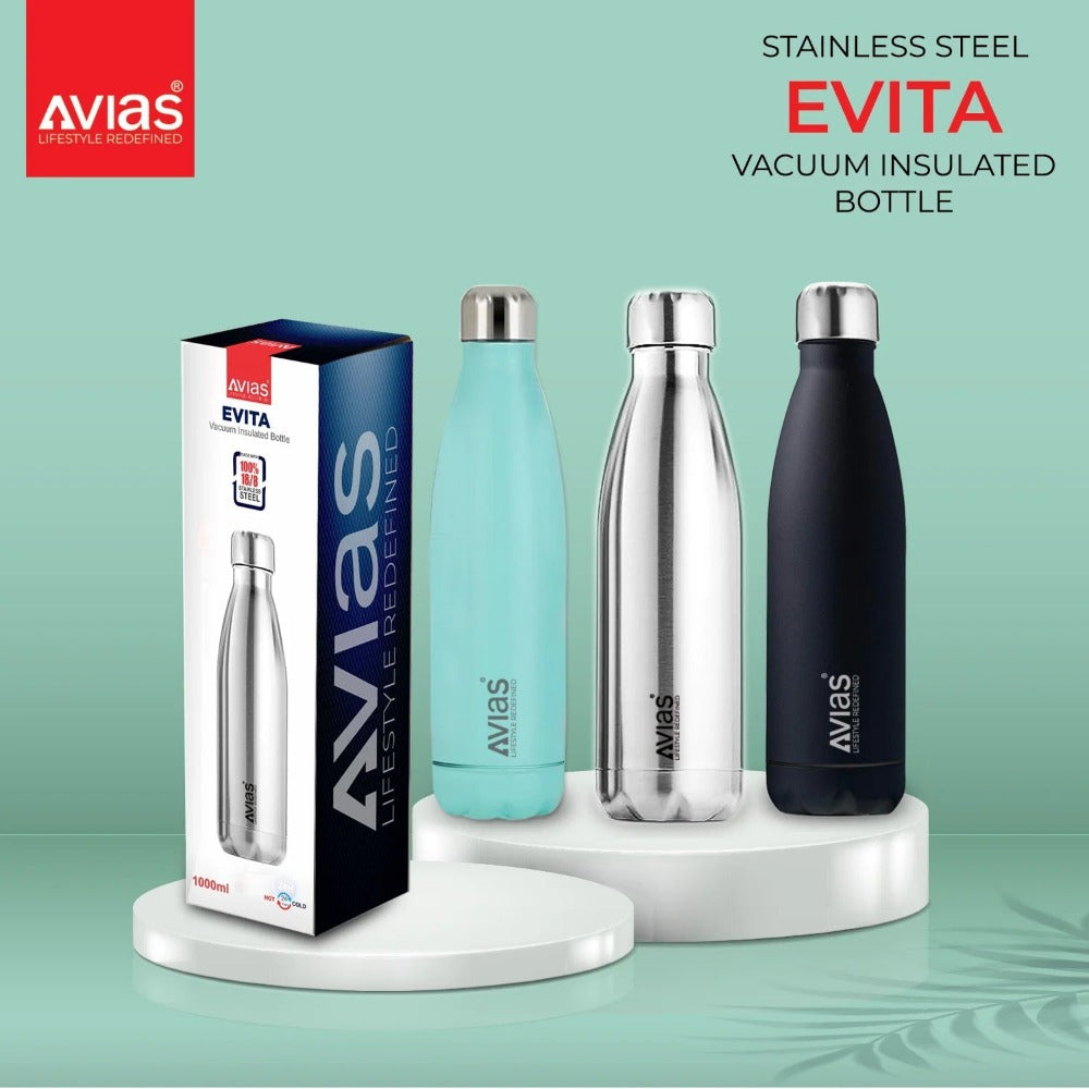 Evita Premium Stainless Steel Vacuum Insulated Flask Water Bottel | Silver -13