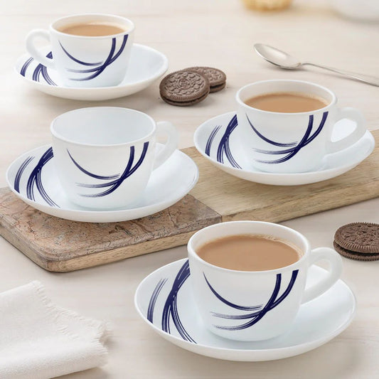 Larah by Borosil Opalware Indigo Stella Cup and Saucer Set - 1