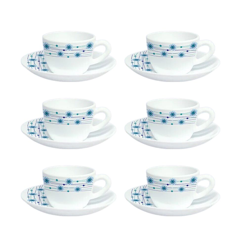 Larah by Borosil Opalware Bluebell Cup and Saucer Set - 2