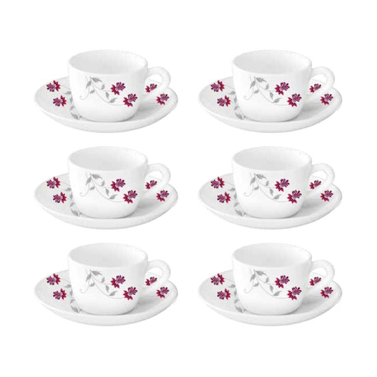 Larah by Borosil Opalware Flower Pot Cup and Saucer Set - 1