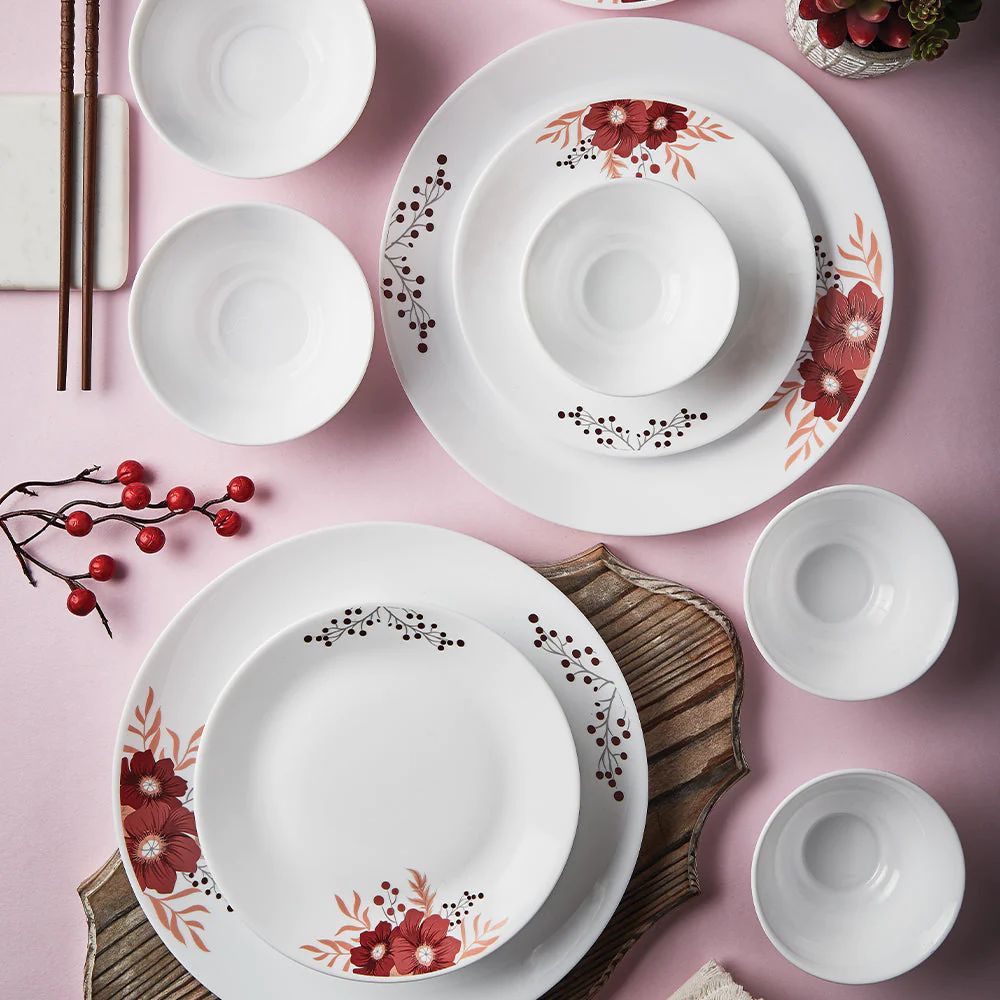 Larah by Borosil - Tiara Series Paradise Opalware Dinner Set - 1