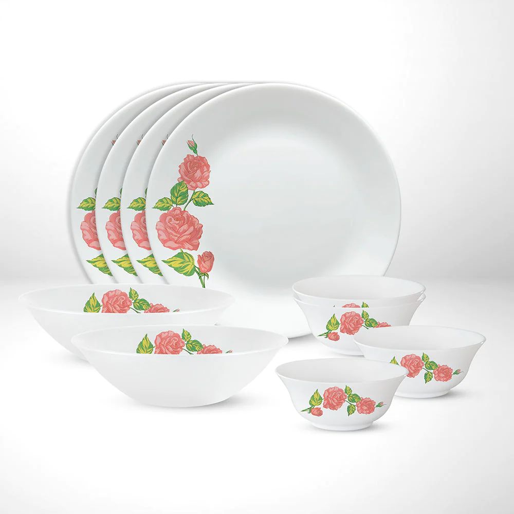 Larah by Borosil - Tiara Series Rose Gold Opalware Dinner Set - 3