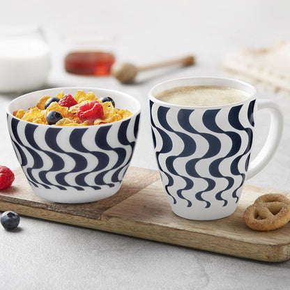 Larah by Borosil Breakfast Set - Snack Bowl 515 ML + Mug 390 ML - 8