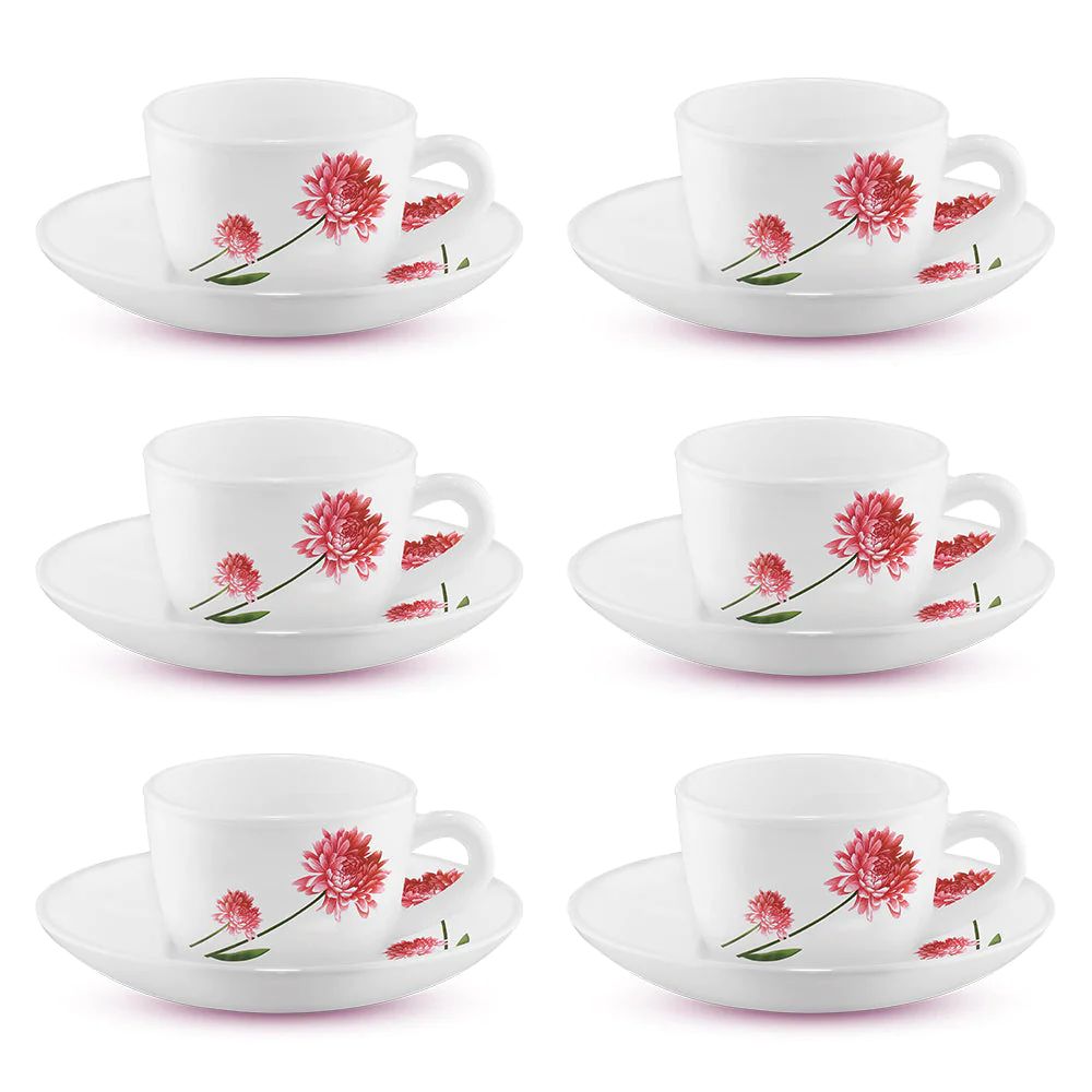 Larah by Borosil Opalware Belle Cup and Saucer Set - 2
