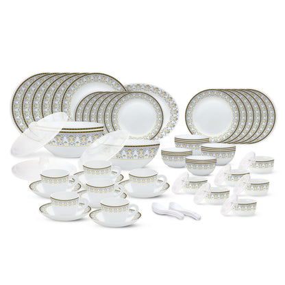 Larah by Borosil - Vatika Kohinoor Series Opalware Dinner Set | Set of 45 Pcs