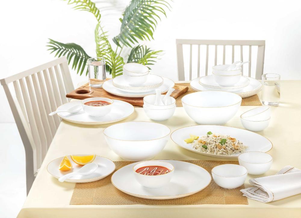 Larah by Borosil Gold Line Kohinoor Series Opalware Dinner Set - 1