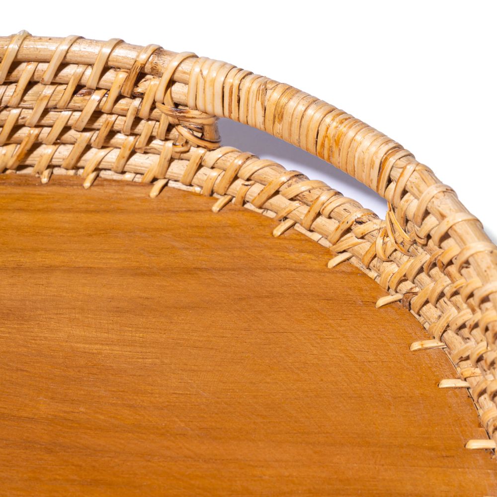 Rena Cane Teak Cane Serving Tray - 4