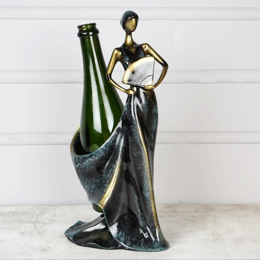 Belle Femme Antique Wine Bottle Holder | Green - 2
