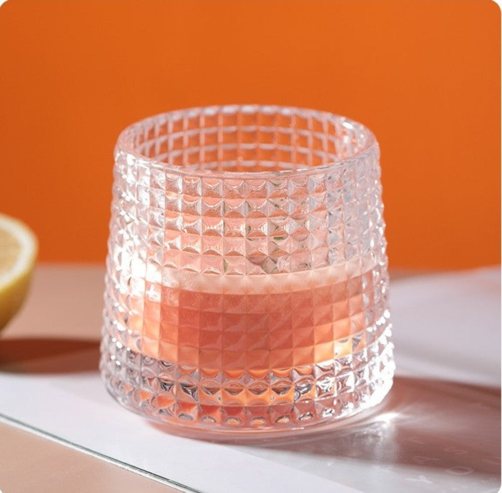 Modern Art Spinning Ribbed Drinking Glass | 1 Pc-3