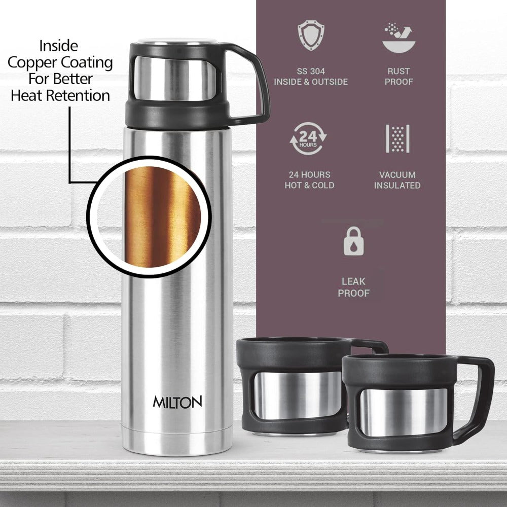 Milton Rejoice Gift Set - Stainless Steel 500 ML Flask + Stainless Steel 110 ML Mug - 4