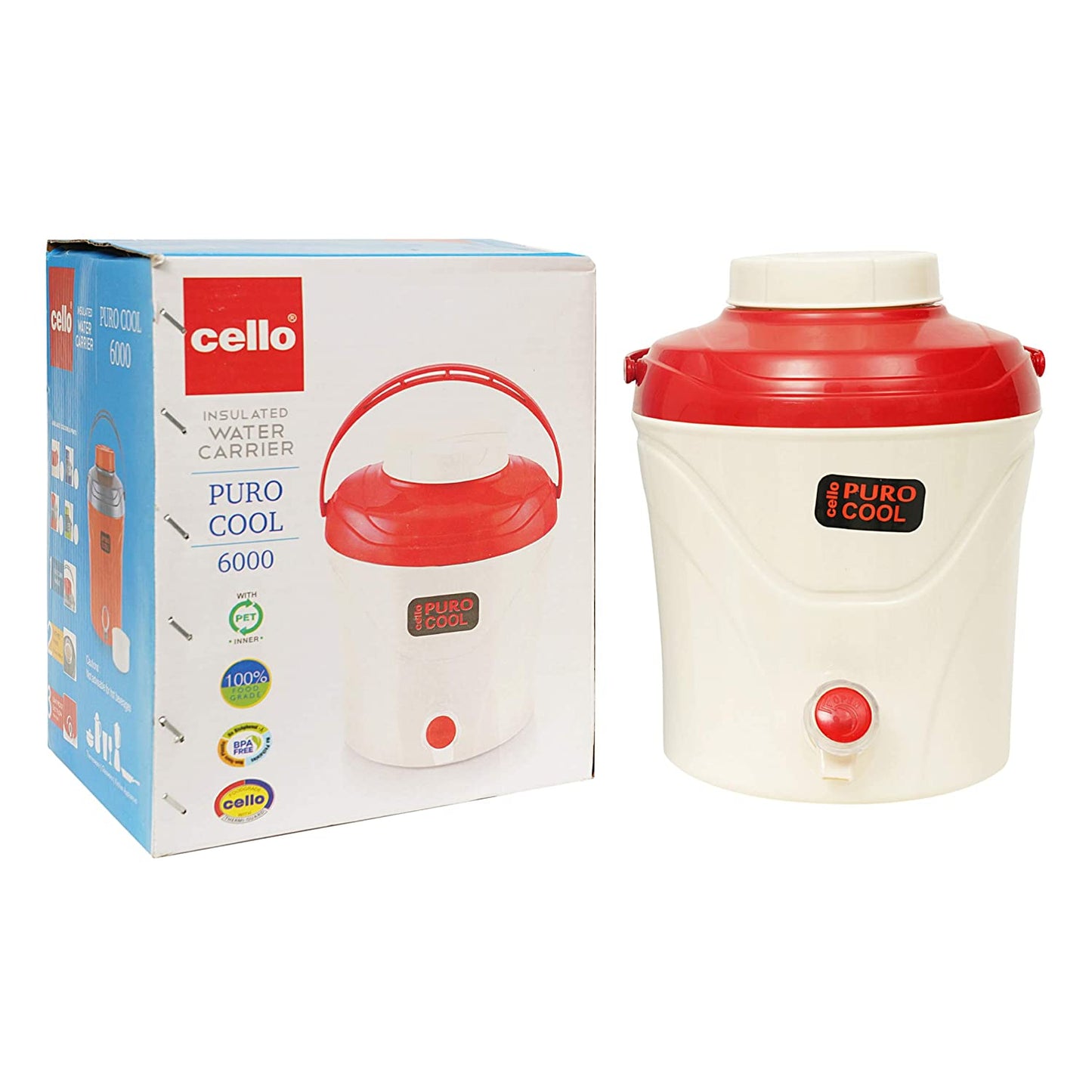 Cello Puro Cool Plastic Insulated Water Jug - White - 4