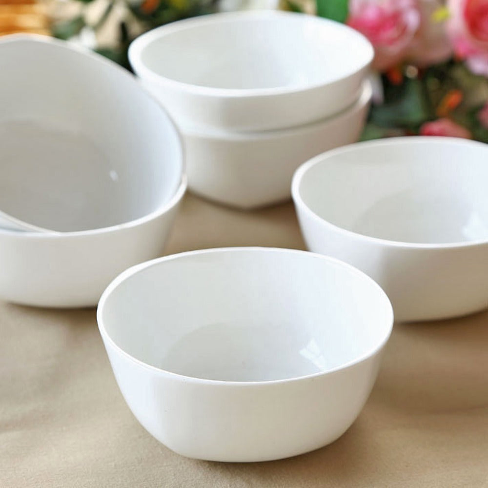 Clay Craft Basic Bowl Square Set | White | Set of 4 Pcs