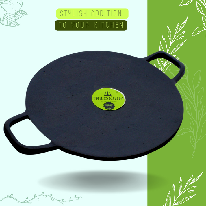 Trilonium Pre-Seasoned Cast Iron Concave Roti - Dosa Tawa | Gas & Induction Compatible | Black - 10