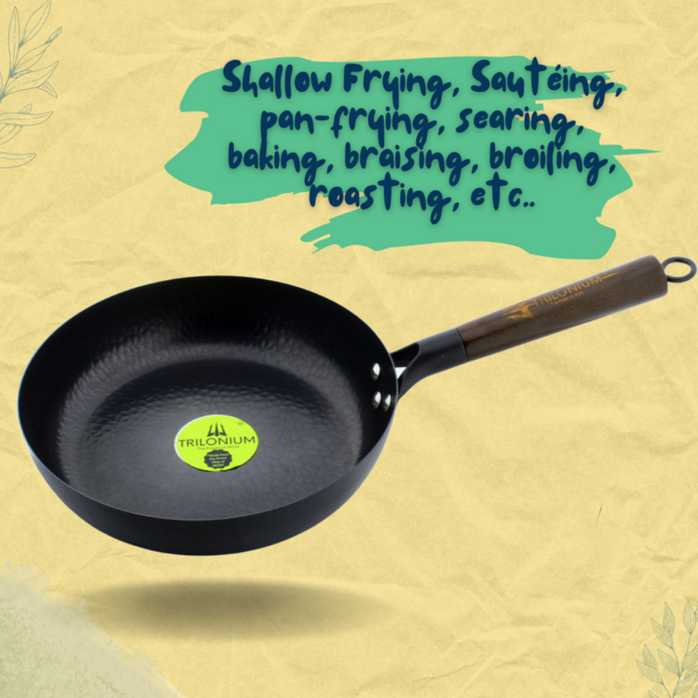 Trilonium Carbon Steel Skillet Fry Pan 10 inches, Hammered finish and Pre-Seasoned - 8