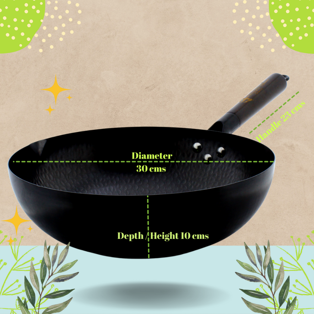 Trilonium Carbon Steel Chinese Wok | Black - 2