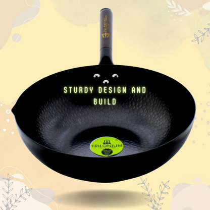 Trilonium Carbon Steel Chinese Wok | Black - 8