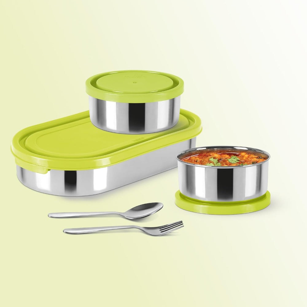 Milton Cubite Stainless Steel Tiffin with 3 Containers - 4