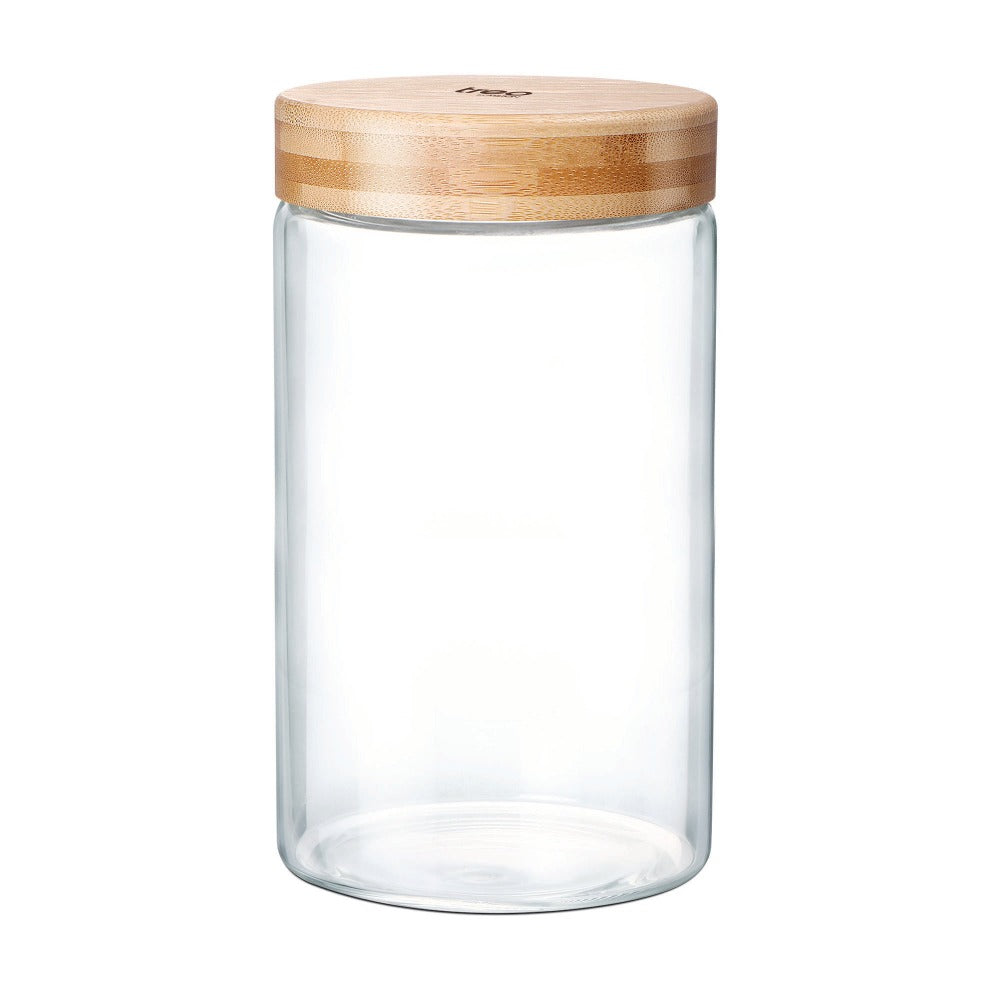 Treo Borosilicate Round Storage Glass Jar with Wooden Lid - 5