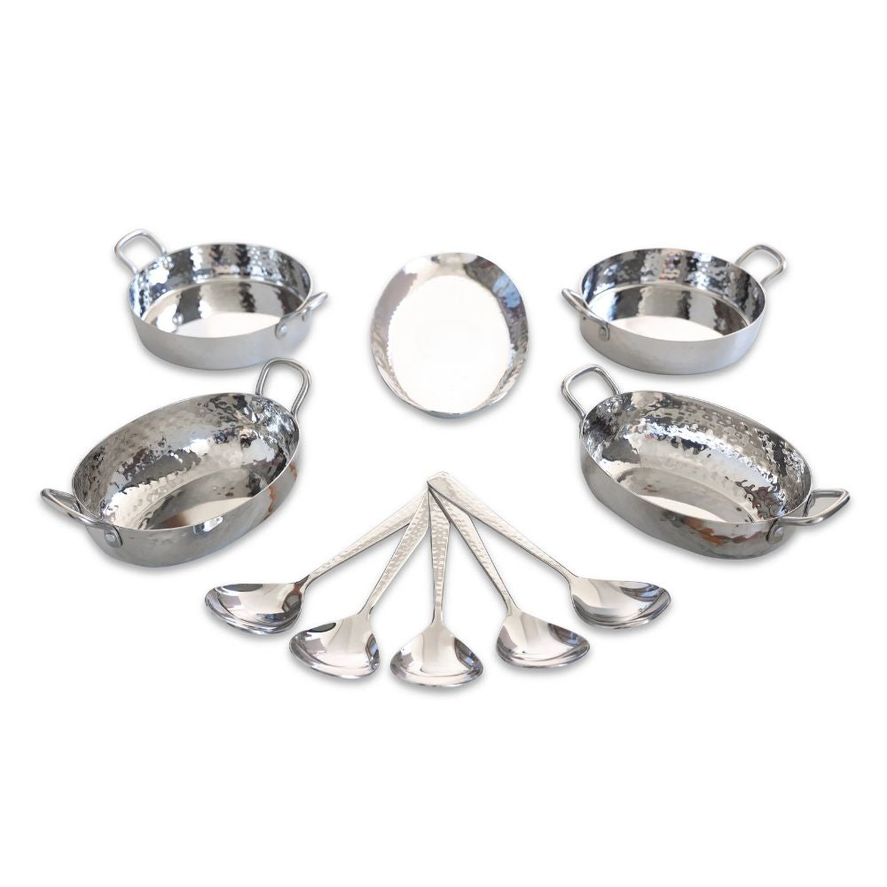 DeStellar Stainless Steel 18G Hammered Solitaire Serving Set - 1