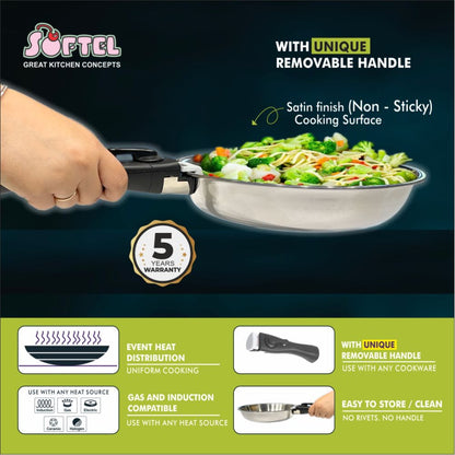 Softel Tri-Ply Stainless Steel Frypan with Removable Handle | Gas & Induction Compatible-6