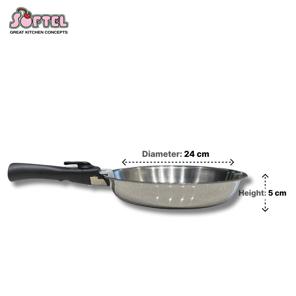 Softel Tri-Ply Stainless Steel Frypan with Removable Handle | Gas & Induction Compatible-3