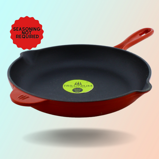 Trilonium Enamel Cast Iron 26 cm Skillet | Pan | Red - 1